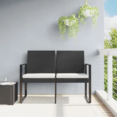 Vidaxl 2-seater Patio Bench With Cushions Black Pp Rattan