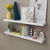 Vidaxl 2 White Mdf Floating Wall Display Shelves Book/dvd Storage, 242185