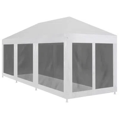 Vidaxl 29.5 Ft. W X 9.8 Ft. D Steel Party Tent With 4 Mesh Sidewalls In Gray