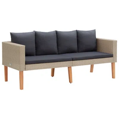 Vidaxl 2-seater Patio Sofa, Poly Rattan & Powder-coated Steel Frame, Weather Resistant, Cushions Included,  In Gray,brown