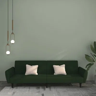 Vidaxl 2-seater Sofa Bed Black Velvet In Dark Green Velvet