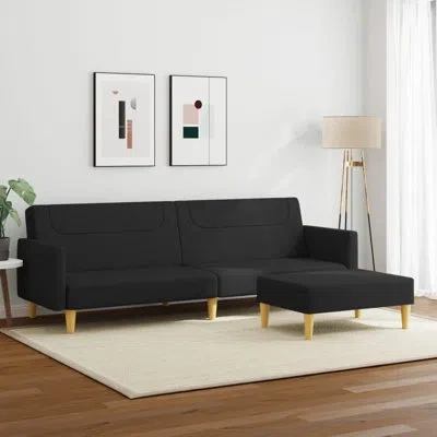 Vidaxl 2-seater Sofa Bed With Footstool Black Fabric