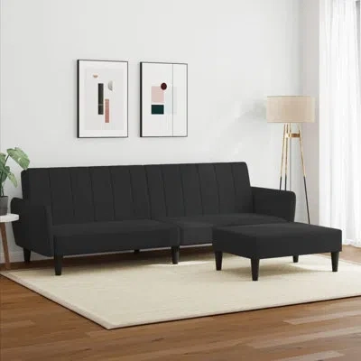 Vidaxl 2-seater Sofa Bed With Footstool Black Velvet