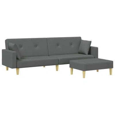 Vidaxl 2-seater Sofa Bed With Footstool Dark Gray Fabric