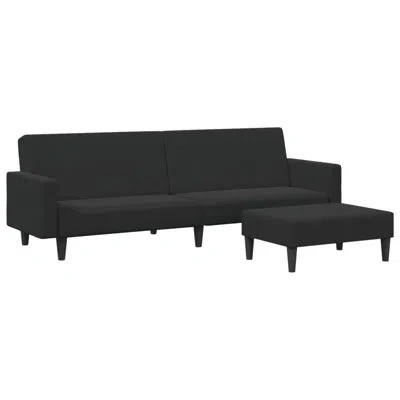 Vidaxl 2-seater Sofa Bed With Footstool Dark Green Velvet In Black Velvet