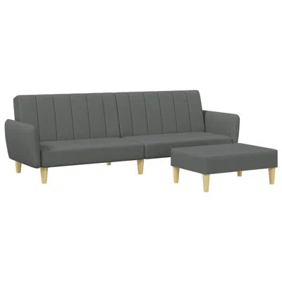 Vidaxl 2-seater Sofa Bed With Footstool Dark Green Velvet In Natural,dark Gray Fabric