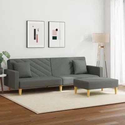 Vidaxl 2-seater Sofa Bed With Footstool Velvet In Dark Gray Fabric