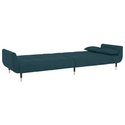 Vidaxl 2-seater Sofa Bed With Two Pillows Black Velvet In Blue Velvet