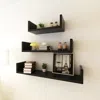 Vidaxl 3 Black Mdf U-shaped Floating Wall Display Shelves Book/dvd Storage, 242175