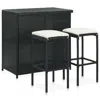 Vidaxl 3 Piece Bar Set Poly Rattan Black, 313471