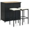Vidaxl 3 Piece Bar Set Poly Rattan Black, 313473
