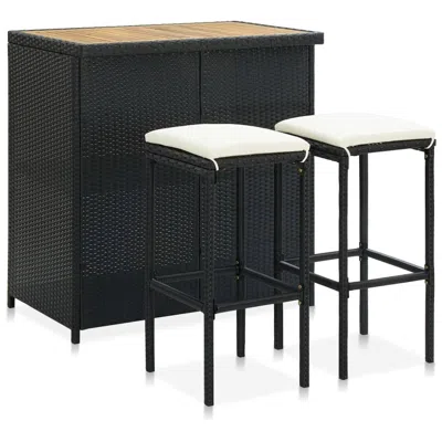 Vidaxl 3 Piece Bar Set Poly Rattan Black, 313473