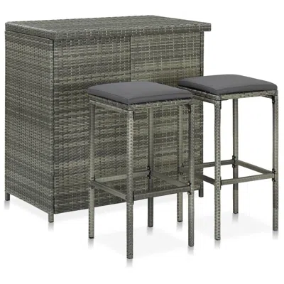 Vidaxl 3 Piece Bar Set Poly Rattan Gray, 313472 In Green