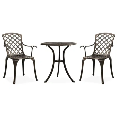 Vidaxl 3 Piece Bistro Set Cast Aluminum Bronze 5591 In Brown