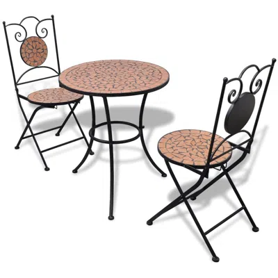 Vidaxl 3 Piece Bistro Set Ceramic Tile Terracotta, 271770 In Brown