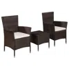 Vidaxl 3 Piece Bistro Set Poly Rattan Brown, 44093