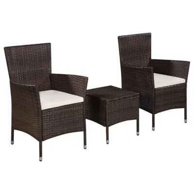 Vidaxl 3 Piece Bistro Set Poly Rattan Brown, 44093
