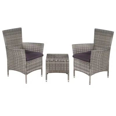 Vidaxl 3 Piece Bistro Set Poly Rattan Gray, 44095