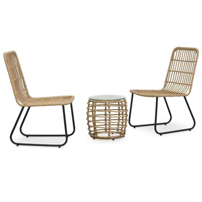 Vidaxl 3 Piece Bistro Set Poly Rattan Oak, 48583 In Black