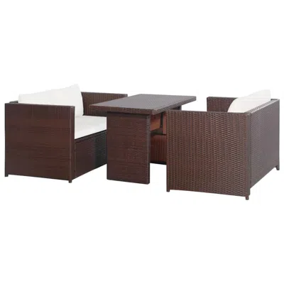 Vidaxl 3 Piece Bistro Set Poly With Cushions Rattan Brown, 43914