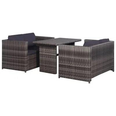 Vidaxl 3 Piece Bistro Set Poly With Cushions Rattan Gray, 43915