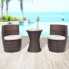 Vidaxl 3 Piece Bistro Set With Cushions Poly Rattan Brown, 43111
