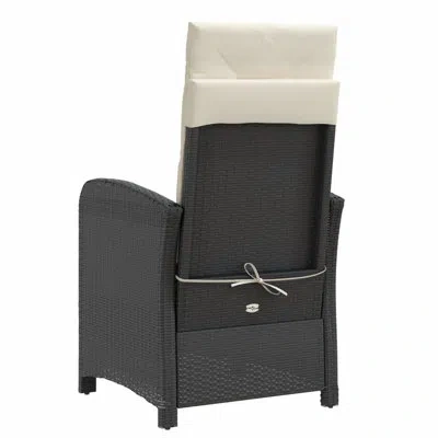 Vidaxl 3 Piece Bistro Set With Cushions Poly Rattan, Round Table In Black,black