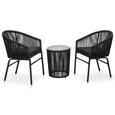 Vidaxl 3 Piece Bistro Set With Cushions Pvc Rattan Black, 48138
