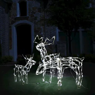 Vidaxl 3 Piece Christmas Light Display Reindeers 229 Leds In White