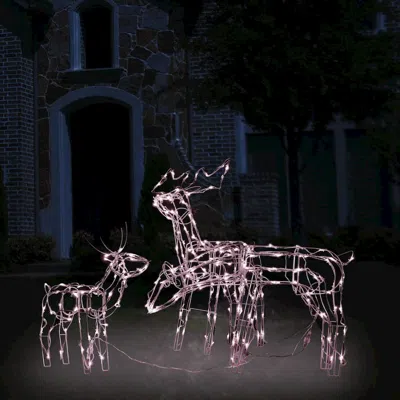 Vidaxl 3 Piece Christmas Light Display Reindeers 229 Leds In Pink