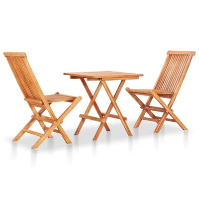 Vidaxl 3 Piece Folding Bistro Set Solid Teak Wood, 48997 In Neutral