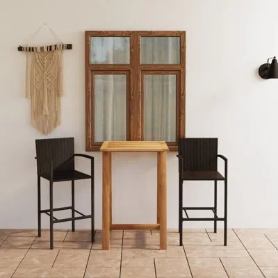 Vidaxl 3 Piece Garden Bar Set Black In Brown