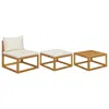 Vidaxl 3 Piece Garden Lounge Set With Cream Cushions Solid Acacia Wood, 311855