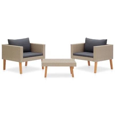 Vidaxl 3 Piece Garden Lounge Set With Cushions Poly Rattan Beige, 310217 In Brown