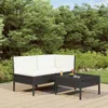 Vidaxl 3 Piece Garden Lounge Set With Cushions Poly Rattan Black, 310186