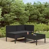 Vidaxl 3 Piece Garden Lounge Set With Cushions Poly Rattan Black, 310187