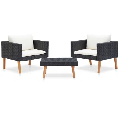 Vidaxl 3 Piece Garden Lounge Set With Cushions Poly Rattan Black, 310218
