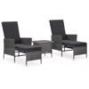 Vidaxl 3 Piece Garden Lounge Set With Cushions Poly Rattan Gray, 3059373