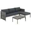 Vidaxl 3 Piece Garden Lounge Set With Cushions Poly Rattan Gray, 44480