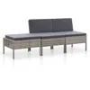 Vidaxl 3 Piece Garden Lounge Set With Cushions Poly Rattan Gray, 48958