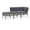 Vidaxl 3 Piece Garden Lounge Set With Cushions Poly Rattan Gray, 48962