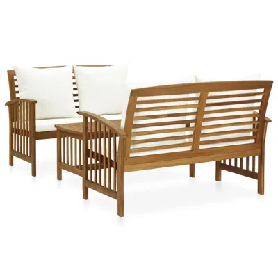 Vidaxl 3 Piece Garden Lounge Set With Cushions Solid Acacia Wood, 3057976 In Brown