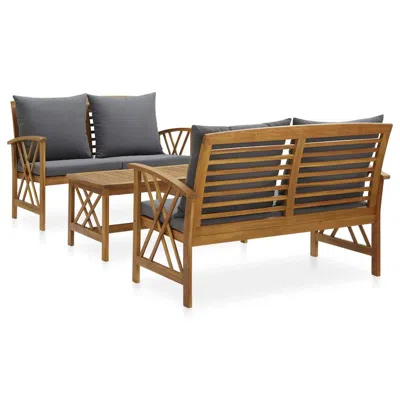 Vidaxl 3 Piece Garden Lounge Set With Cushions Solid Acacia Wood, 3057992 In Brown
