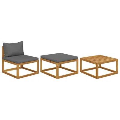 Vidaxl 3 Piece Garden Lounge Set With Cushions Solid Acacia Wood, 311854 In Gray