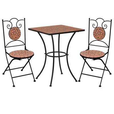 Vidaxl 3 Piece Mosaic Bistro Set Ceramic Tile Terracotta, 279412 In Brown