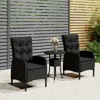 Vidaxl 3 Piece Patio Bistro Set Poly Rattan Black