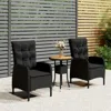 Vidaxl 3 Piece Patio Bistro Set Poly Rattan Black