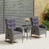Vidaxl 3 Piece Patio Bistro Set Poly Rattan Gray