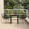 Vidaxl 3 Piece Patio Dining Set Black Poly Rattan