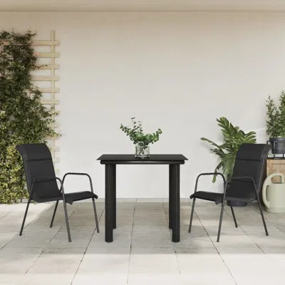 Vidaxl 3 Piece Patio Dining Set Black Steel And Textilene